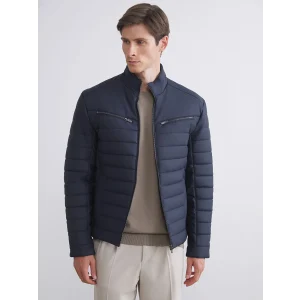 LCW Vision Lacivert Slim Fit Dik Yaka Erkek Deri Görünümlü Mont