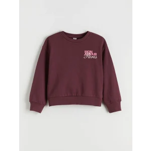 LCW Kids Mürdüm Bisiklet Yaka Baskılı Kalın Kız Çocuk Sweatshirt