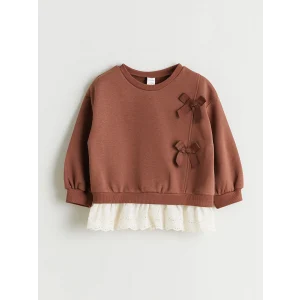 LCW Kids Kahverengi Fırfırlı Fiyonklu Kız Çocuk Sweatshirt