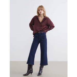 LCW Jeans İndigo Beli Kemerli Wideleg Kadın Jean Pantolon