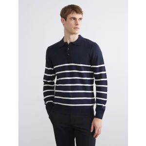 SOUTHBLUE Lacivert Polo Yaka Çizgili Erkek Triko Kazak