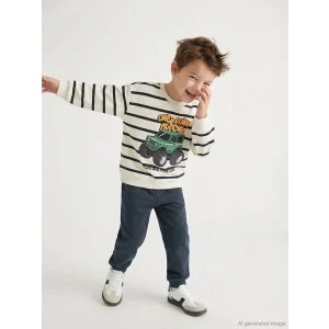 LCW Kids Bej Baskılı Erkek Çocuk Sweatshirt ve Pantolon Takım 2li