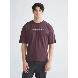 XSIDE Mürdüm Bisiklet Yaka Baskılı Penye Erkek Tişört