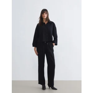 LCW Vision Siyah Beli Lastikli Geniş Paça Kadın Pantolon