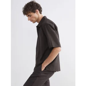 LCW Vision Kahverengi Rahat Kalıp Kısa Kollu Erkek Gömlek