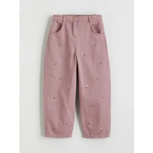 LCW Kids Lila Beli Lastikli Çiçekli Kız Çocuk Pantolon