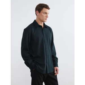 LCW Vision Yeşil Regular Fit Uzun Kollu Armürlü Erkek Gömlek