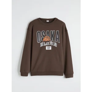 LCW Kids Kahverengi Bisiklet Yaka Osaka Baskılı Erkek Çocuk Sweatshirt