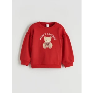 LCW baby Kırmızı Ayıcık Baskılı Kız Bebek Sweatshirt