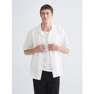 XSIDE Ekru Regular Fit Resort Yaka Kısa Kollu Erkek Gömlek