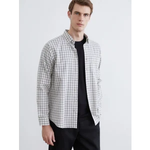 SOUTHBLUE Ekru Regular Fit Uzun Kollu Ekose Erkek Oduncu Gömlek