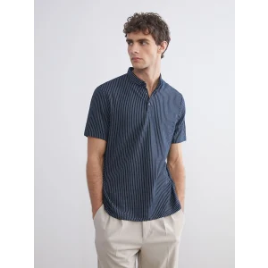 LCW Vision Lacivert Polo Yaka Çizgili Erkek Tişört