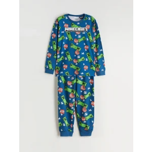 LCW Kids Petrol Bisiklet Yaka Minecraft Baskılı Erkek Çocuk Pijama Takımı