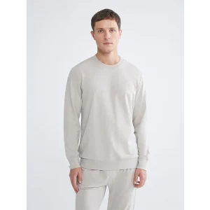 LCWAIKIKI Classic Bej Bisiklet Yaka Baskılı Erkek Sweatshirt