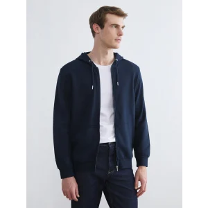 LCWAIKIKI Classic Lacivert Kapüşonlu Uzun Kollu Erkek Fermuarlı Sweatshirt