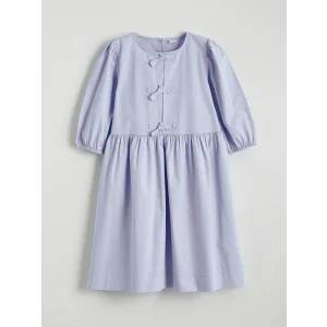 LCW Kids Mavi Fiyonk Detaylı Kız Çocuk Elbise