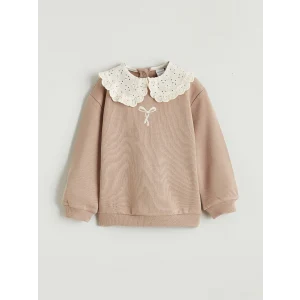 LCW baby Kahverengi Bebe Yakalı Kız Bebek Sweatshirt