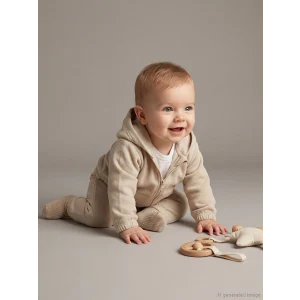 LCW baby Bej Kapüşonlu Erkek Bebek Eşofman Takımı