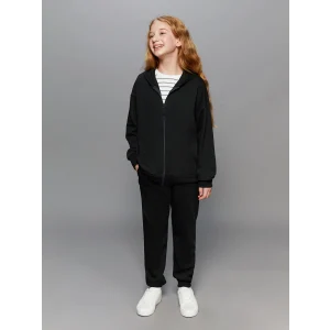 LCW Kids Siyah Beli Lastikli Kız Çocuk Kalın Jogger Eşofman Altı