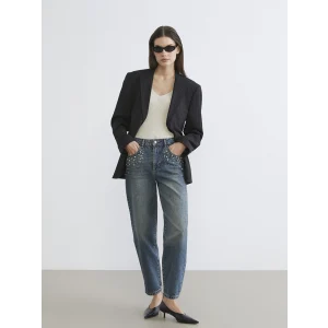 LCW Jeans İndigo Barrel Fit Taşlı Kadın Jean Pantolon