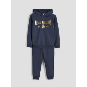 LCW Kids Lacivert Kapüşonlu Real Madrid Baskılı Erkek Çocuk Eşofman Takım