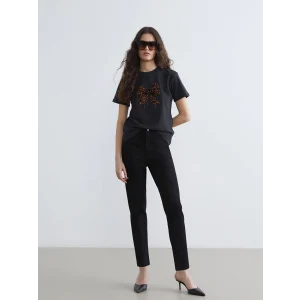 LCWAIKIKI Classic Siyah Beli Lastikli Slim Mom Kadın Jean Pantolon