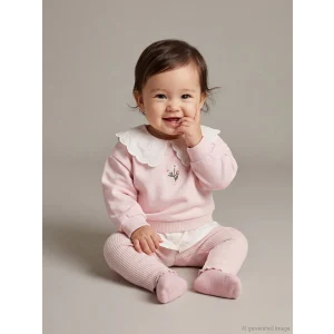 LCW baby Pembe Bebe Yaka Kız Bebek Sweatshirt ve Tayt
