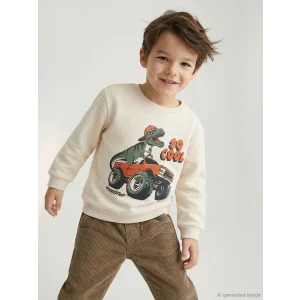 LCW Kids Beyaz Baskılı Erkek Çocuk Sweatshirt