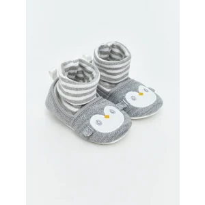 LCW STEPS Gri Penguen Figürlü Erkek Bebek Çoraplı Ev Ayakkabısı
