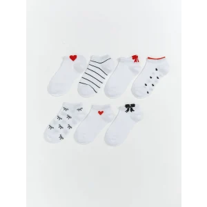 LCW Kids Beyaz Desenli Kız Çocuk Patik Çorap 7li