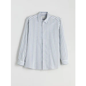 LCW Vision İndigo Regular Fit Uzun Kollu Çizgili Erkek Gömlek