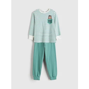 LCW Kids Ekru Bisiklet Yaka Erkek Çocuk Pijama Takımı