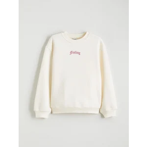 LCW Kids Ekru Bisiklet Yaka Kız Çocuk Kalın Sweatshirt