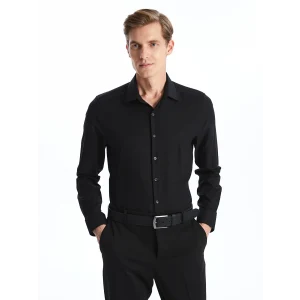 LCW BUSINESS Siyah Slim Fit Uzun Kollu Oxford Erkek Gömlek