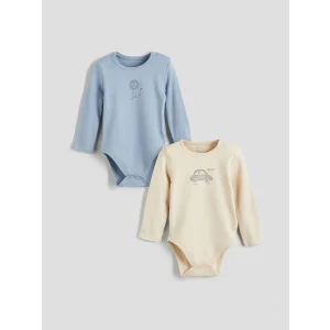 LCW baby Mavi Baskılı Erkek Bebek Çıtçıtlı Body 2li