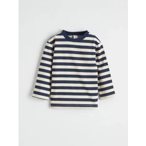 LCW baby Ekru Bisiklet Yaka Çizgili Erkek Bebek Tişört