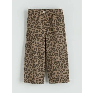 LCW baby Kahverengi Beli Lastikli Leopar Desenli Kız Bebek Pantolon