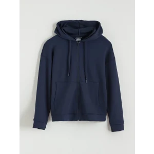 KOOR SPORT Lacivert Kapüşonlu Soft Touch Kadın Fermuarlı Sweatshirt