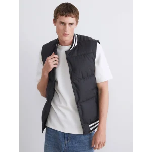 XSIDE Siyah Standart Kalıp Kolej Yaka Erkek Şişme Yelek