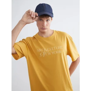 XSIDE Sarı Bisiklet Yaka Baskılı Penye Erkek Tişört