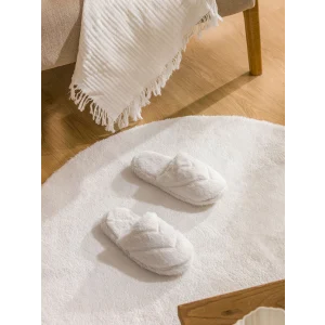 LCW STEPS Kahverengi Nakışlı Pelüş Kadın Ev Terliği