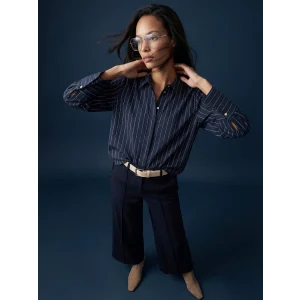 LCWAIKIKI Classic Lacivert Çizgili Kadın Gömlek Tunik