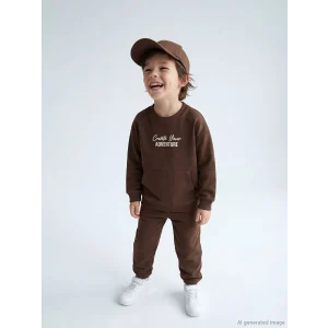 LCW Kids Kahverengi Bisiklet Yaka Erkek Çocuk Eşofman Takımı