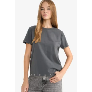 Defacto G3130AXAR191 Antrasit %100 Pamuk Loose Fıt Tişört