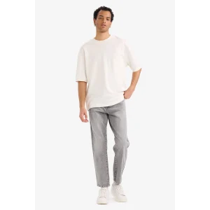 Defacto F4057AXNM18 Gri 90s Slim Fit Düz Paça Jean Pantolon