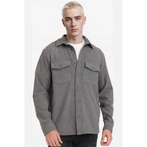 Defacto G7267AXAR104 Antrasit Regular Fit Yün Görünümlü Uzun Kollu Gömlek