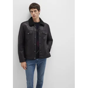 Mavi 0110460-71379 Suni Kürk Detaylı Siyah Suni Deri Ceket