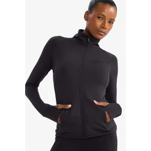 Defacto B3985AXBK81 Siyah Fitted Vücuda Oturan Ultra Soft Dik Yaka Çift Cepli Parmak Detaylı Fermuarlı Spor Hırka