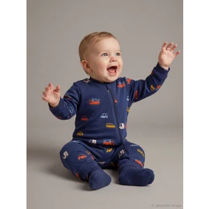 LCW baby Lacivert 2.5 Tog Bisiklet Yaka Uzun Kollu Erkek Bebek Uyku Tulumu