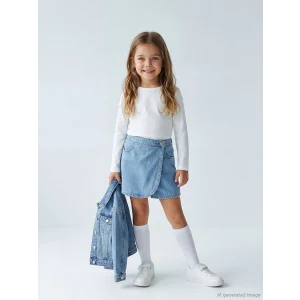 LCW Kids Mavi Kız Çocuk Jean Şort Etek